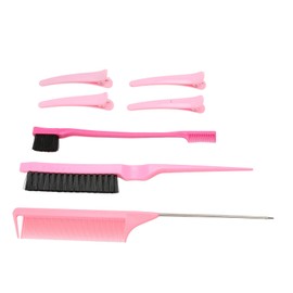 Kit de Peine para Peinar el Cabello, Práctico Peine de Cejas de Doble Borde de Nailon Suave con 4 Pinzas para el Cabello para Mujeres, Hombres, Niños, Barbería