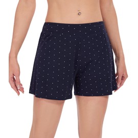 WiWi Viscose from Bamboo Pajama Shorts for Women Soft Casual Sleep Wide Leg Lounge Bottoms Pj S-XXL, Navy/White Dots, Medium