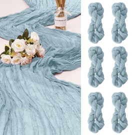 6 Pack Cheesecloth Table Runner 10Ft Christmas Gauze Boho Table Runners for Wedding Decor Bridal Shower Decorations Baby Shower Party(35" x 120")