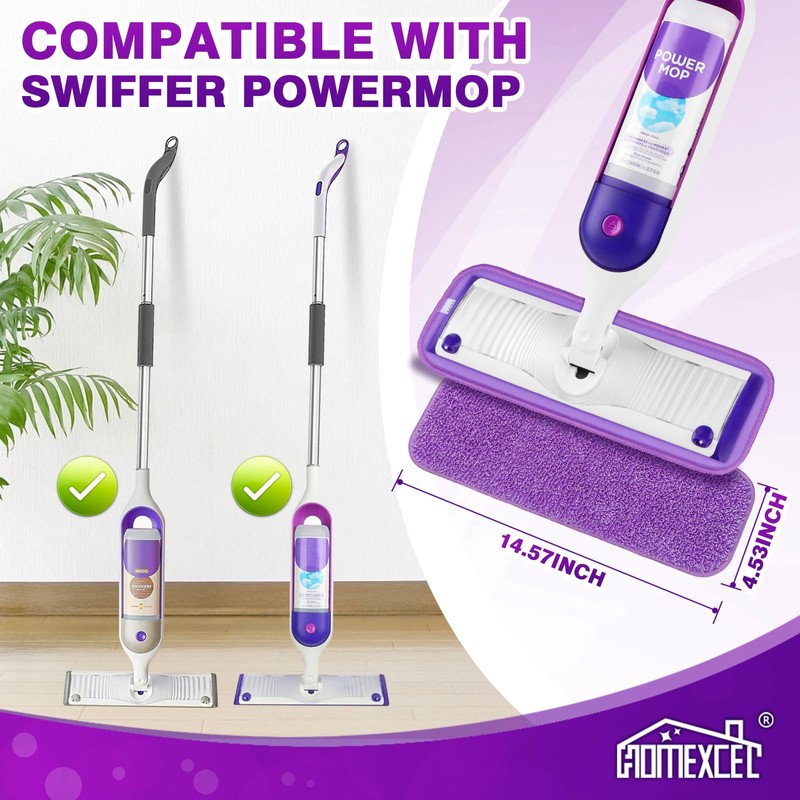 HOMEXCEL Reusable Microfiber Mop Pads for Swiffer PowerMop, Power Mop
