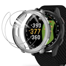 [Lamshaw] Garmin Approach S50 Protective Film + TPU Case, 3 Piece Set (2 Film + 1 Case), Full Protection, Shockproof, Anti-Scratch, High Sensitivity Touch Compatible, Only for 1.2 inch Screen (2 Film