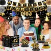 42nd Birthday Decorations for Women Men, 18PCS Black Gold Back