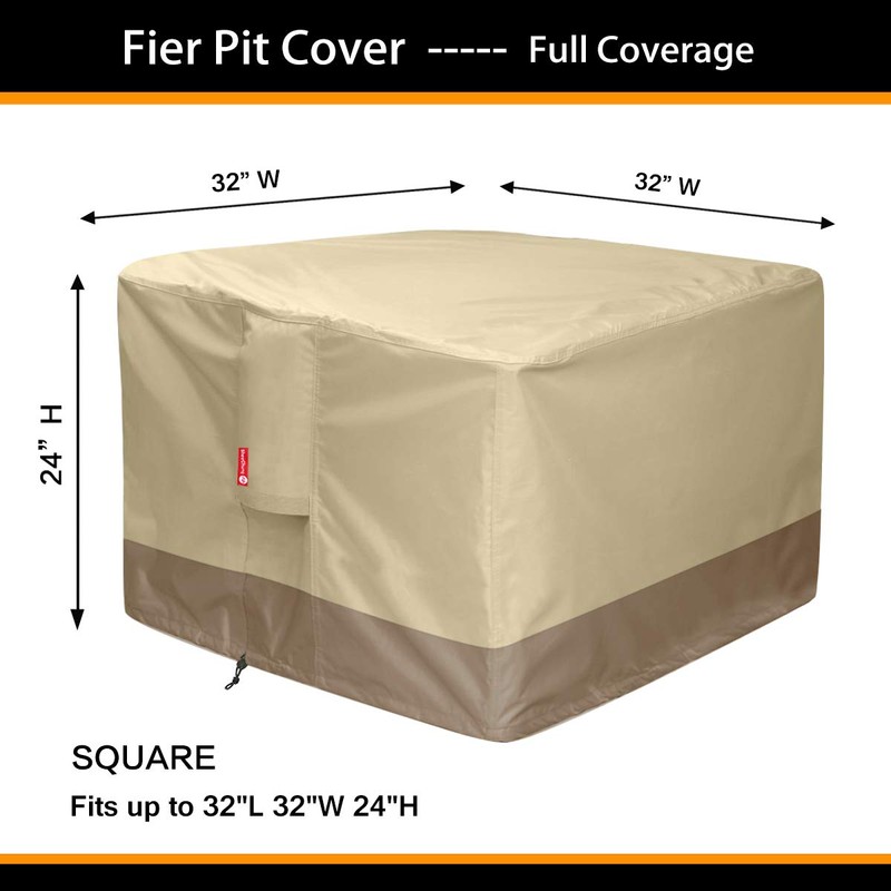 SheeChung Gas Fire Pit Cover Square - 600D Heavy Duty