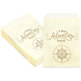 Sparkle and Bash Paper Adventure Bags - 5 x 7.5 In, 100 Ct, Beige - Greaseproof Polka Dot Design for Adventure Party Favors & Retirement Treat Bags