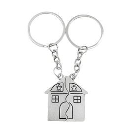 1 Pair House Keychains, Couple Keychains, Puzzle Keychains, Creative Keychains, Gift Keychains, silver, Unit size, Modern