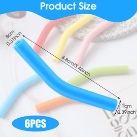 Ymapinc 6Pcs Multicolored Silicone Straw Tips, Reusable Drinking Straws Inner Diameter 8mm/0.31inch for Detachable Silicone Straw Covers Fit 5/16in 8mm Metal Stainless Steel Glass