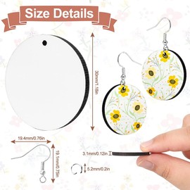 RESFNSE 30Pcs Sublimation Earrings, Round MDF Board, White, Heat Earrings, Unfinished for Jewelry DIY Making