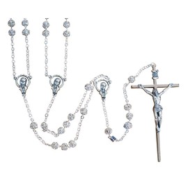 Wedding Lasso Rosary | Plated Pearl Beads | Silver or Gold | Great Matronmony Wedding Gift (Silver)