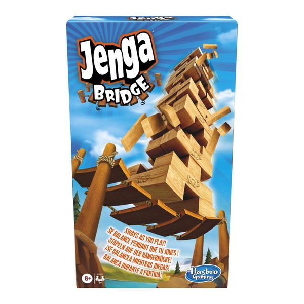Hasbro Gaming Jenga Bridge Wooden Block Stacking Tumbling Tower Game for Kids Ages 8 & Up, 1 or More Players