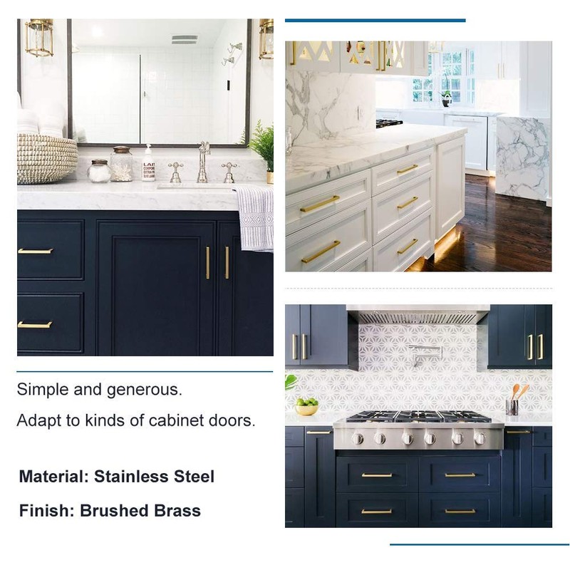 goldenwarm 10 Pack Gold Cabinet Knobs Kitchen Cabinet Handles Stainless