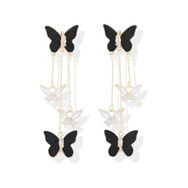 Butterfly Earrings for Women Purple Earrings for Women Gifts Trendy Stuff Crystal Tassels Butterfly Dangle Earrings Concert Outfit Women Purple Dress for Woman Outfits Christmas Gifts