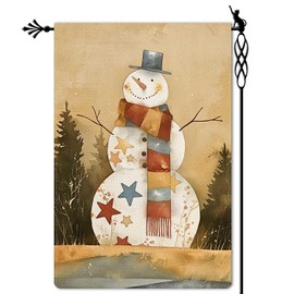 Jauageon Welcome Winter Garden Flag Star Snowman Garden Flag Christmas Gift Vertical Double Sided Rustic Farmland Burlap Yard Lawn Outdoor Decor 12.5x18"