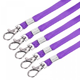 sourcing map Flat Lanyards, Neck Strap Lanyard Swivel Hook Clip for ID Name Tag Badge Holder Access Card, Purple Pack of 50