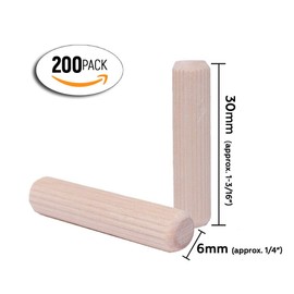 ALBO Wooden Dowel Pins 500 Pack Assorted Sizes 1/4 + 5/16 + 3/8 inch Fluted Wood Dowels Rods Hardwood Crafts Dowel Pegs