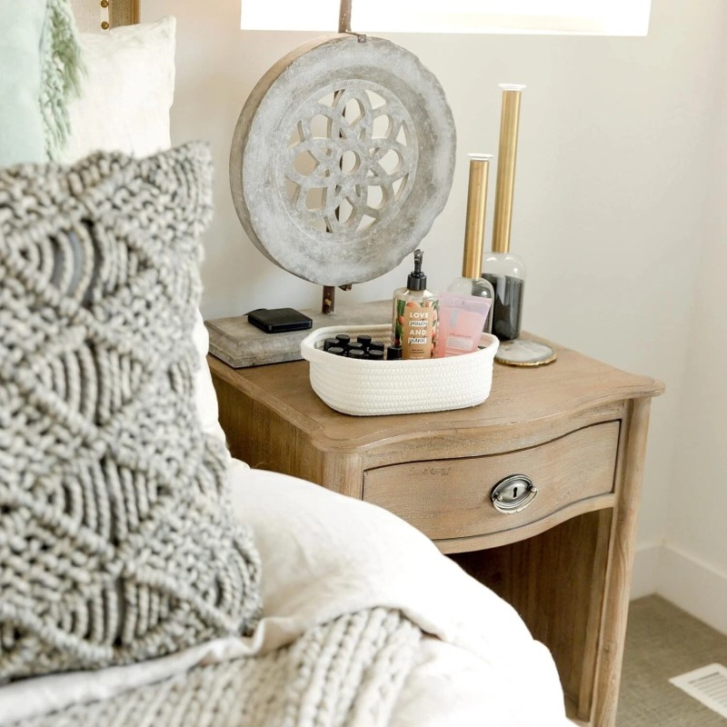 NaturalCozy 5-Piece Rectangle Storage Basket Set- Natural Cotton Rope Woven