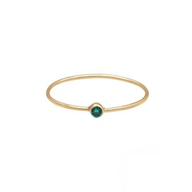 Elli Women's Solitaire Stacking Filigree Ring with Green Crystals in 925 Sterling Silver Gold-Plated, Glass