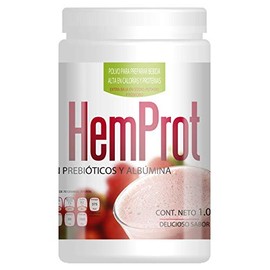 Hemprot bote de 1kg, Malteada en polvo, alta el albmina de huevo con alto contenido de caloras (400cal) y 20 gramos de protena por toma. (fresa)      