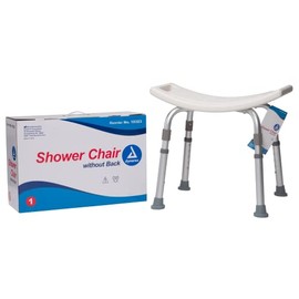 Dynarex Shower Chair Without Back Provides Bench Style, Spa-Like Seated Safety When Showering or Bathing with a 400 lb Weight Capacity, White, 1 Shower Chair Without Back