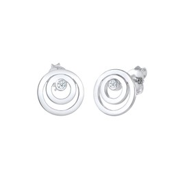 Elli Diamond Earrings Women's Circle Round Geo with Diamond (0.03 ct.) in 925 Sterling Silver, Facet cut, Diamond