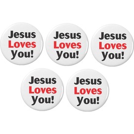 QTY 5 Jesus Loves You! 2.25” Large Pinback Buttons Pins Christian Faith Church