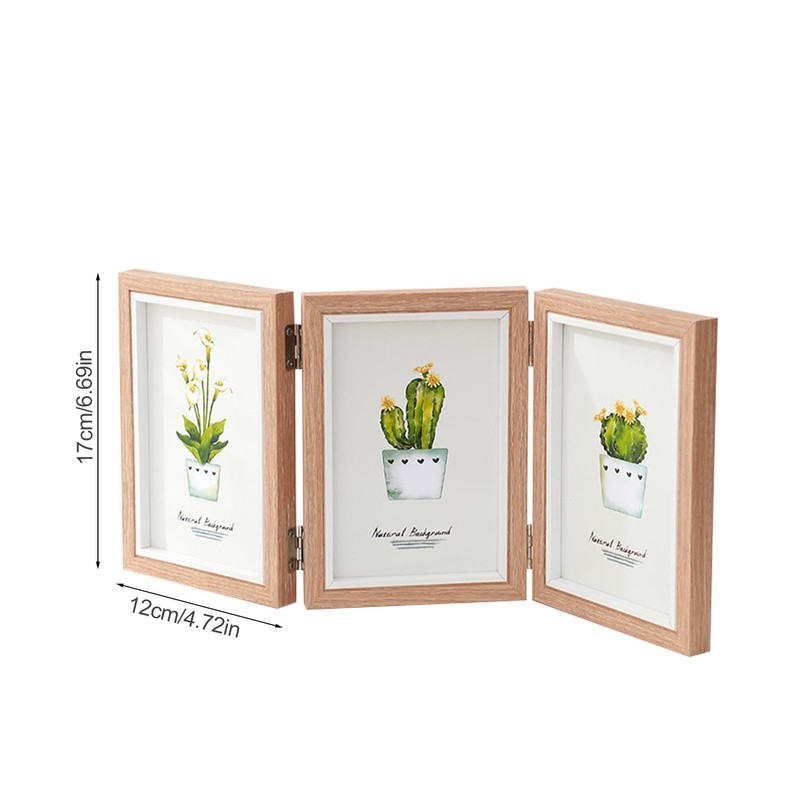 Three Photo Frame | Rustic Hinged Trifold Frame | Family