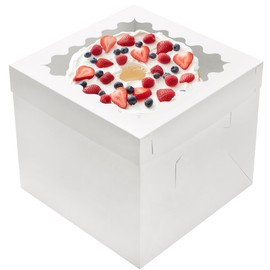 Hzzycaxli Hzzycaxli 4pcs 12 Inch Tall Cake Boxes, 12x12x10in White Bakery Boxes for Tier Cakes with Window,10in 12in Baking Boxes,Large Cardboard Bakery Take Out Carrier Containers with Lids