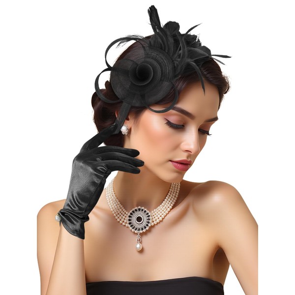 2Pcs 50s Fascinators Hats for Women Wedding Church Flower Mesh