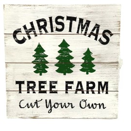 Unbranded Farmhouse Xmas Tree Farm Cut Your Own White Wood Plank Sign Home Wall Decor