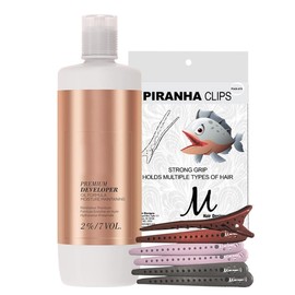 Blonde Me Developer 2% / 7 Vol 1 Liter and M Hair Designs Piranha Clips (Bundle)