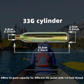 33g CO2 Rearming Kit Cylinder for Manual/Auto Inflatable Jackets Life Vests,Personal Flotation Device PFD-Rearming Accessories,Metal Cartridge Cylinder (33g CO2 for Manual Jackets)