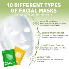 60 Pack Collagen Hydrating Face Mask, Bulk Sheet Face Masks for Skincare