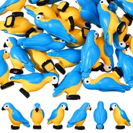 Wesiti 24 Pcs Miniature Tropical Parrot Figurines Resin Parrot Statue Tiny Bird Figurines Fairy Animal Accessories Sculpture Ornament for Hawaii Party Garden Micro Landscape(Blue)