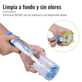 Cepillo Multifunción para Biberones y Botellas - 6 Piezas, Incluye Cepillos de Esponja para Pezones y Base Oculta para Botellas