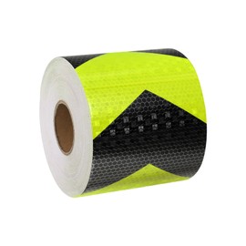MECCANIXITY Reflective Tape, 4 Inch x 82 ft Trailer Reflector Tape Waterproof Warning Safety Sticker Night Reflector Arrow Tape for Bikes Cars Trucks, Fluorescent Yellow-Black