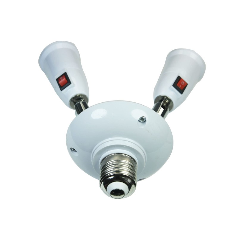 YCSSSD 360 Degrees Adjustable 2 in 1 E26/E27 Splitter Socket