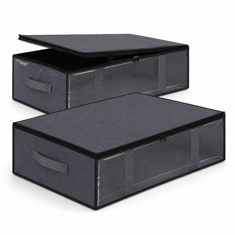 2 Pack Under Bed Storage Bags with Clear Window and