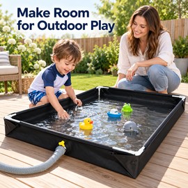 Portable Kids Sand & Water Play Tray for Outdoor Activities – Rectangular Sandbox with Detachable Drain Hose