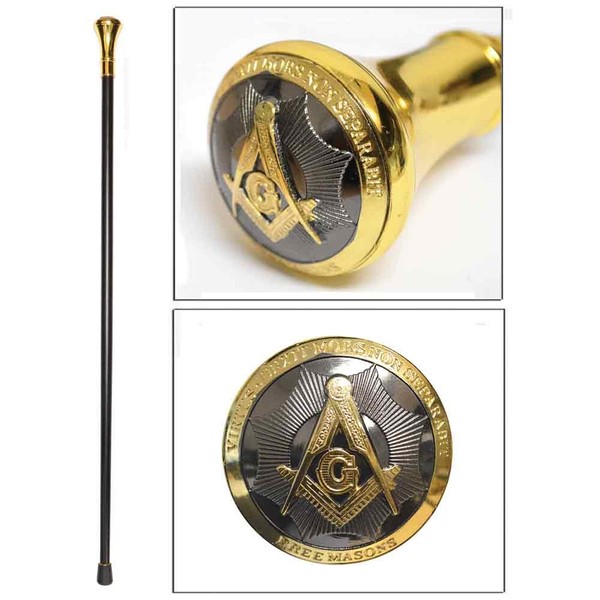 Classy Freemason Walking Stick Cane With Engraved Masonic Symbols On