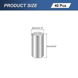 sourcing map 40Pcs M3 x 6mm 304 Stainless Steel Dowel Pin, Cylindrical Shelf Support Peg Pin Parallel Pin Fastener for Mechanical Manufacturing, Industry, Furniture Installation, Silver