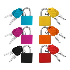 Set of 6 Mini Padlock with Key Set, Colourful Suitcase Lock, Padlock, Small Lock, Security Lock, Luggage Lock, Cabinet Lock, TSA Locks for Bag, Box, Travel Suitcase, Cabinet, 6 Colours