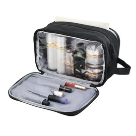 Kulturbeutel Damen Herren, 8.1L wasserdichte Kosmetiktasche mit großem Stauraum, praktische Toilettentasche für Reisen Camping, Hängend, doppelte Reißverschlussöffnung (Schwarz, 30x14.5x18 cm)