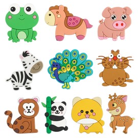 Pack of 10 Fridge Magnets for Toddlers 1-3 Years - Animal Friends Made of Full Back Magnetic Rubber - Learning & Game-Friendly Magnets for Children
