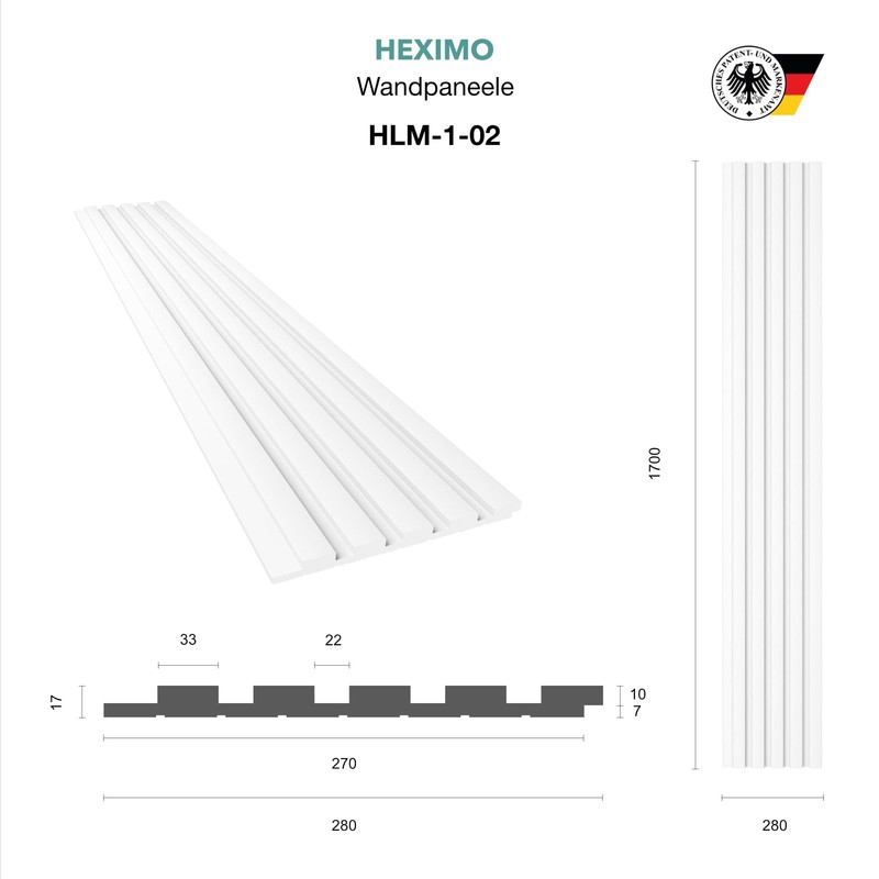 HEXIMO Slat Wall (0.46 m²) Made of XPS - Slats