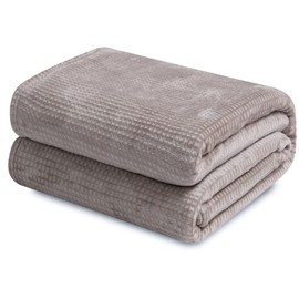 KORBLISS Throw Blanket 50x60 Inches, 3D Jacquard Premium Lightweight Silky Fleece with Fluffy Fuzzy Sherpa for Bed, Sofa,Travel and Camping, 50"x60", Light Grey - Waffle