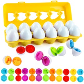 dellyy Toy Egg Shapes, Egg Toy Children, Geometric Learning Toys, Montessori Learning Toy Colours and Shapes, for Christmas, Birthday Party, Easter Gifts, Children's Day