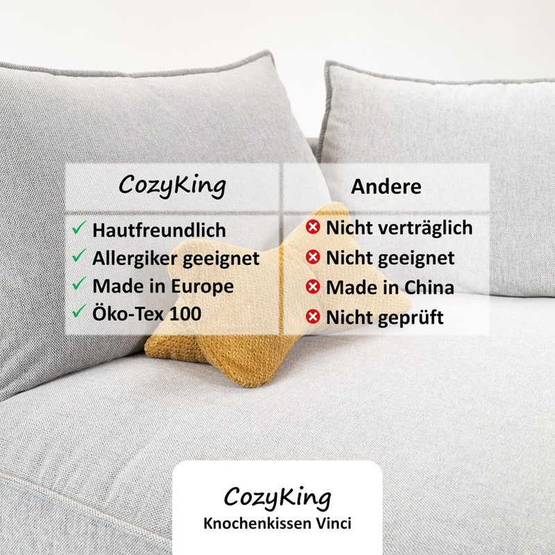 CozyKing Leseknochen Vinci Gold Neck Pillow Bone Pillow Neck Roll