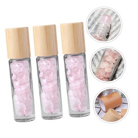 Mikinona 10ml Pink Crystal Stone Roller Bottle Set Roll-on Cosmetic Storage Bottle Essential Oil Bottles Makeup Liquid Storage Containers