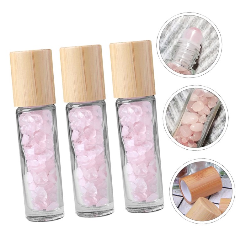 Mikinona 10ml Pink Crystal Stone Roller Bottle Set Roll-on Cosmetic