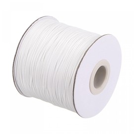 sourcing map 0.8mm Waxed Polyester String Cord 159M (173-Yards) Beading Thread Crafting Rope for Jewelry Making Bracelet Necklace Weaving, White