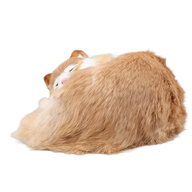 Fur Cat Figurine Simulation Cute Decorative Plush Cat Statue Toy